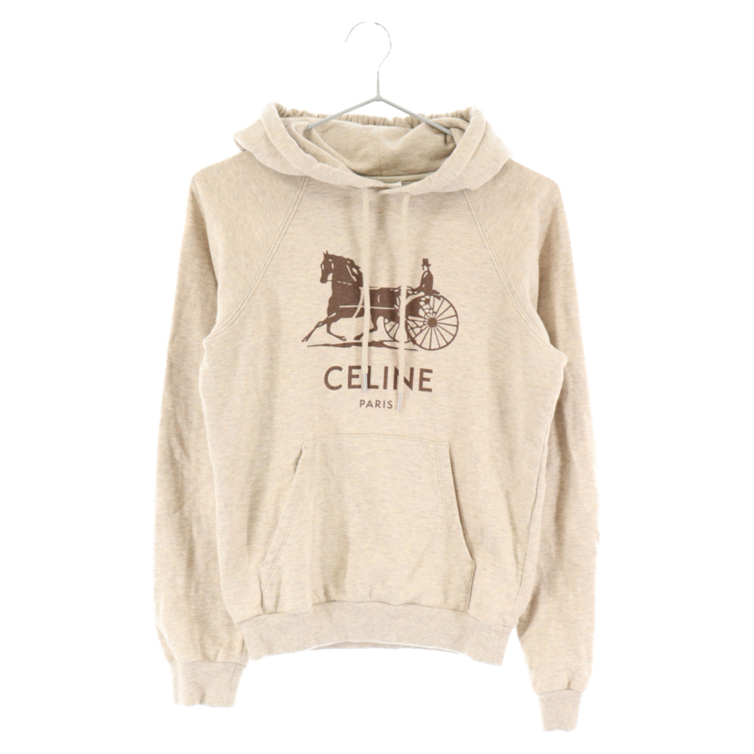 CELINE セリーヌ 21AW SULKY SWEATHOODIE カシミヤ混 サルキー ロゴプリント プルオーバーパーカー ベージュ 2Y428450I