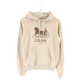 セリーヌ(celine)のCELINE セリーヌ 21AW SULKY SWEATHOODIE カシミヤ混 サルキー ロゴプリント プルオーバーパーカー ベージュ 2Y428450I(パーカー)