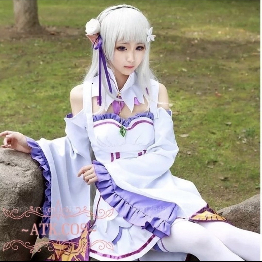 P⑤2 リゼロ 異世界 エミリア コスプレ Emilia レディース マント エンタメ/ホビーのコスプレ(衣装一式)の商品写真