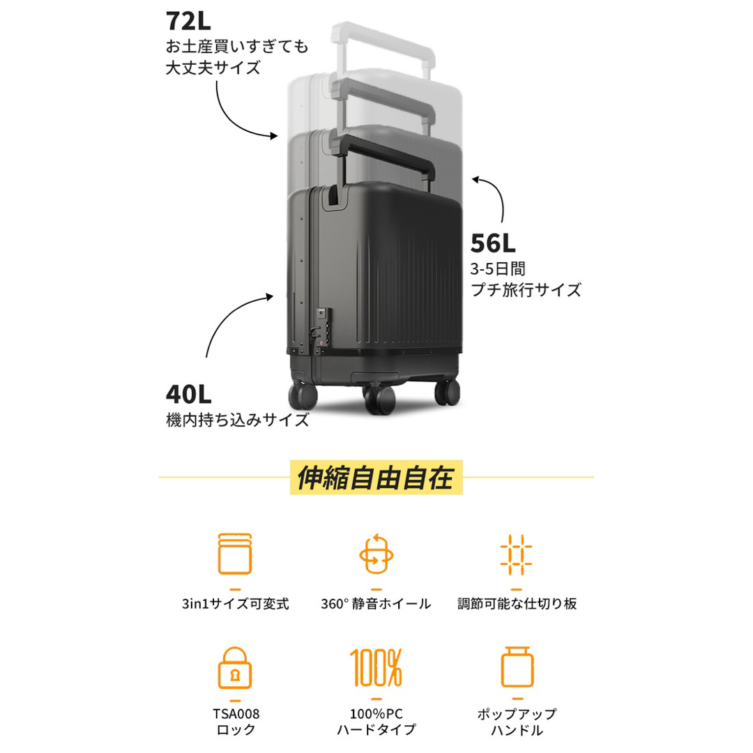 三段階サイズ可変式！どんな旅にもフィット！一生ものの3in1スーツケースVELOスーツケース/キャリーバッグ