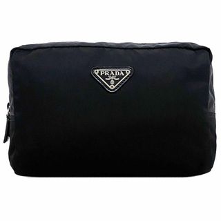 プラダ(PRADA)のプラダ ポーチ ブラック シルバー テスート 美品(ポーチ)