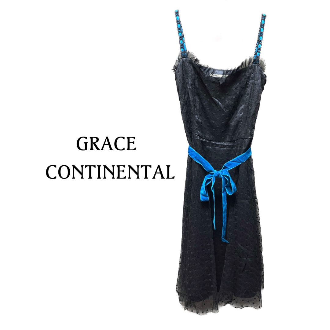 GRACE CONTINENTAL【美品】リボンベルト付き チュール ワンピース