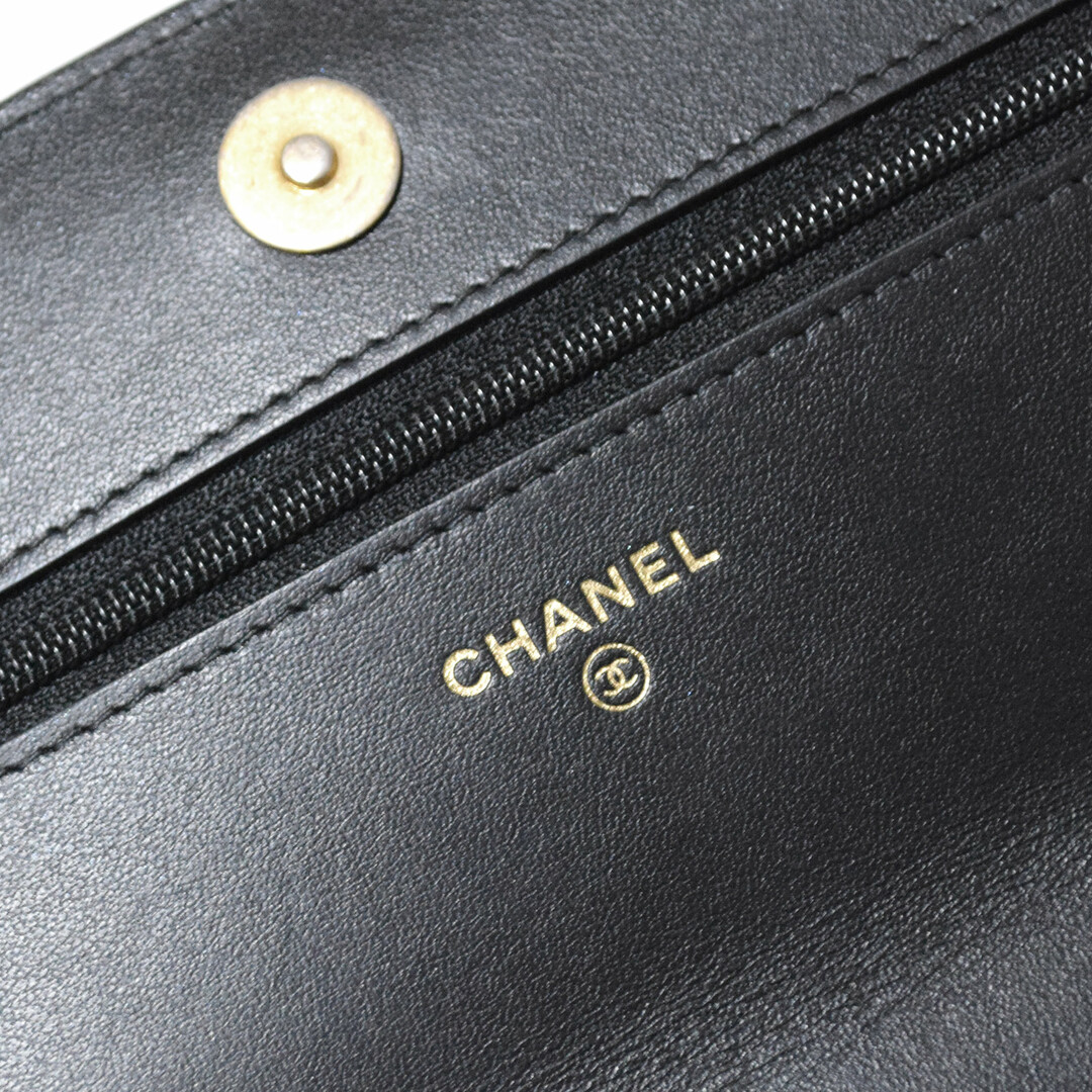 極美品 CHANEL シャネル  CHANEL19 ココマーク チェーン ウォレット 黒  AP0957  レディース ショルダーバッグ