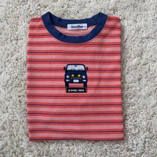 ファミリア(familiar)のfamiliar 半袖Tシャツ ストライプ 車ワッペン 150(Tシャツ/カットソー)