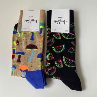 ハッピーソックス(Happy Socks)のハッピーソックス メンズ靴下 2セット きのこ スイカ 食べ物シリーズ(ソックス)