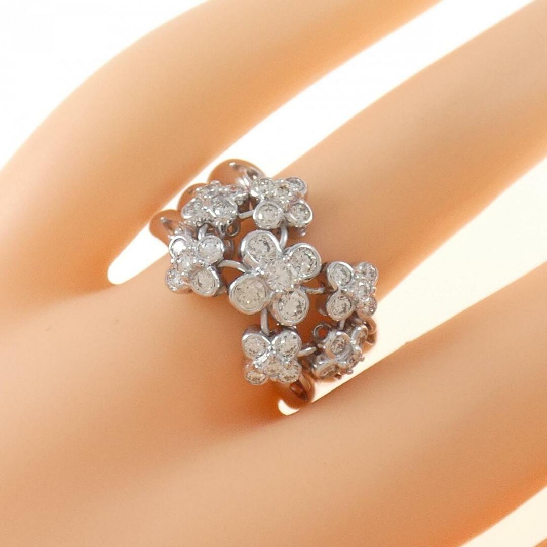 K18WG フラワー ダイヤモンド リング 0.90CT レディースのアクセサリー(リング(指輪))の商品写真