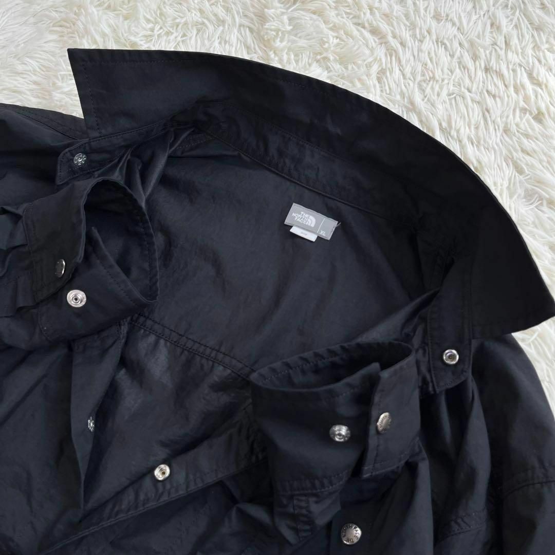 【美品】ザ ノースフェイス　ヌプシ シャツ　ナイロン　ロゴ　ブラック　黒　XL