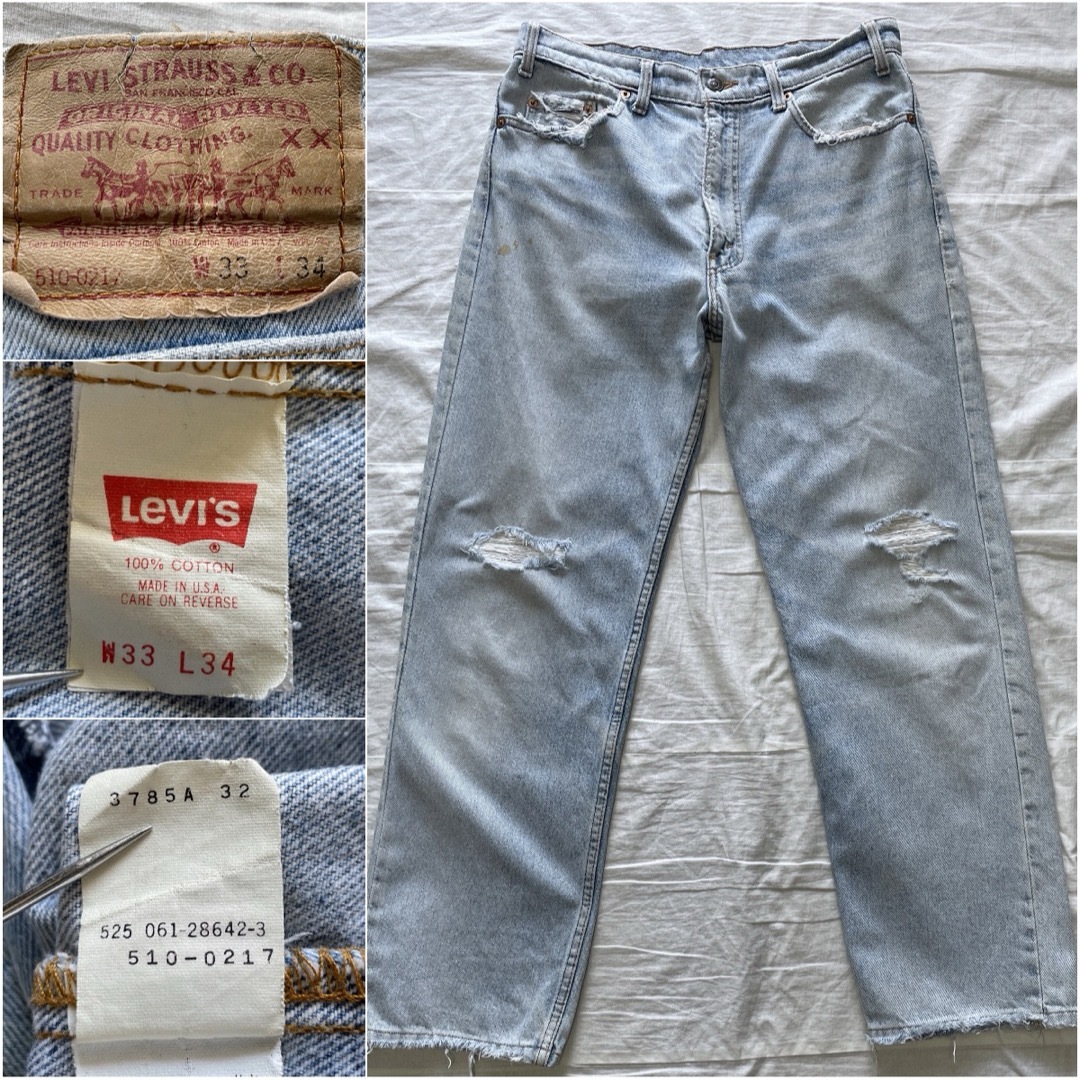 グランジ 90s USA製 Levi’s 501 デニムパンツ 33 × 32