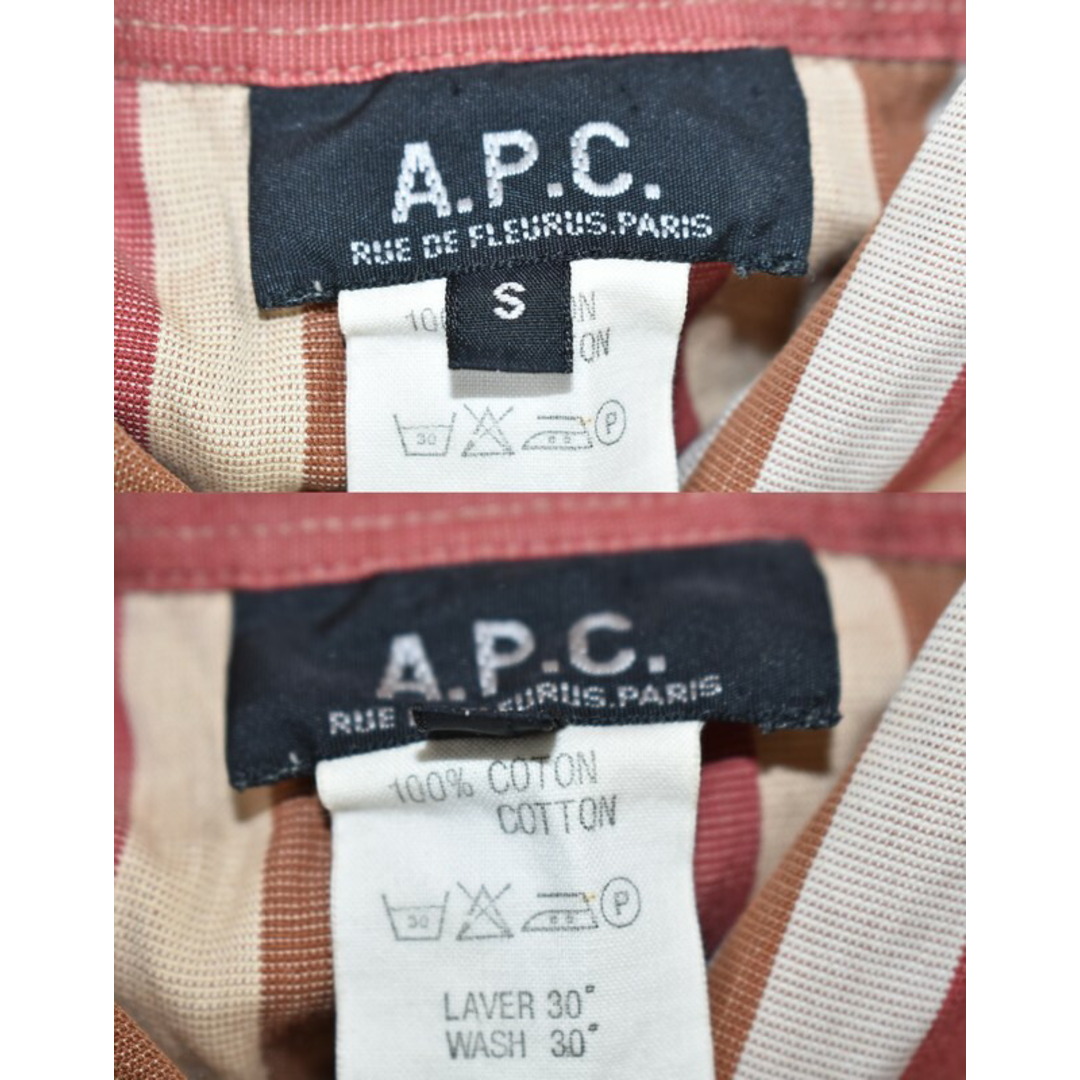 A.P.C(アーペーセー)のAPC/アーペーセー　ストライプノースリーブワンピース　サイズ：S　カラー：レッド/ブラウン【中古】【古着】【USED】【200101】【yast】 レディースのワンピース(その他)の商品写真