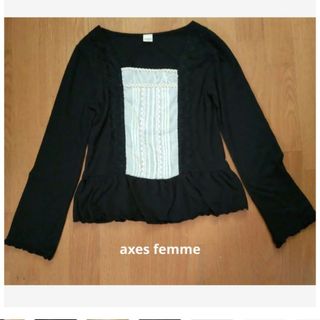 アクシーズファム(axes femme)のアクシーズ黒レースカットソー(カットソー(長袖/七分))