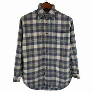 ペンドルトン(PENDLETON)の80年代 USA製 PENDLETON ペンドルトン ウール 長袖シャツ チェック ブル― (メンズ M) 中古 古着 O4431(シャツ)