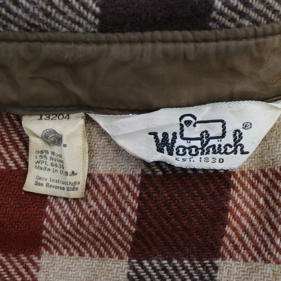 WOOLRICH(ウールリッチ)の70年代 USA製 WOOLRICH ウールリッチ ウール 長袖シャツ ブロックチェック ブラウン (メンズ L) 中古 古着 O4432 メンズのトップス(シャツ)の商品写真