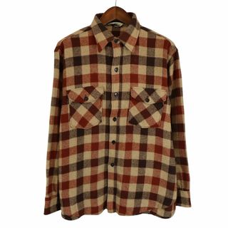 ウールリッチ(WOOLRICH)の70年代 USA製 WOOLRICH ウールリッチ ウール 長袖シャツ ブロックチェック ブラウン (メンズ L) 中古 古着 O4432(シャツ)