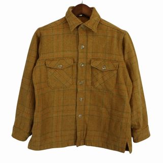 ウールリッチ(WOOLRICH)の60年代~70年代 WOOLRICH ウールリッチ 長袖シャツ 三角タグ チェック柄 ライトブラウン (メンズ L) 中古 古着 O4454(シャツ)