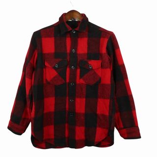 ウールリッチ(WOOLRICH)の60年代~70年代 WOOLRICH ウールリッチ 長袖シャツ 三角タグ チェック柄 レッド (メンズ L相当) 中古 古着 O4455(シャツ)