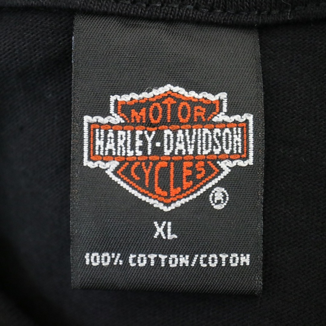 Harley Davidson(ハーレーダビッドソン)の90年代 USA製 HARLEY DAVIDSON ハーレーダビッドソン イラストプリント 半袖Ｔシャツ ブラック (メンズ XL) 中古 古着 O4457 メンズのトップス(Tシャツ/カットソー(半袖/袖なし))の商品写真