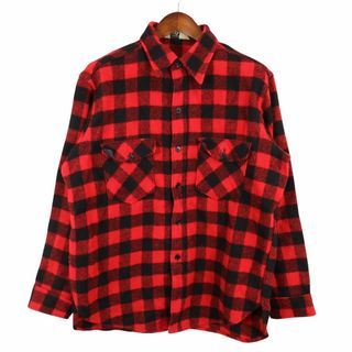 ウールリッチ(WOOLRICH)の70年代 USA製 WOOLRICH ウールリッチ 長袖シャツ アウトドア キャンプ 防寒 登山 チェック柄 レッド (メンズ L) 中古 古着 O4485(シャツ)