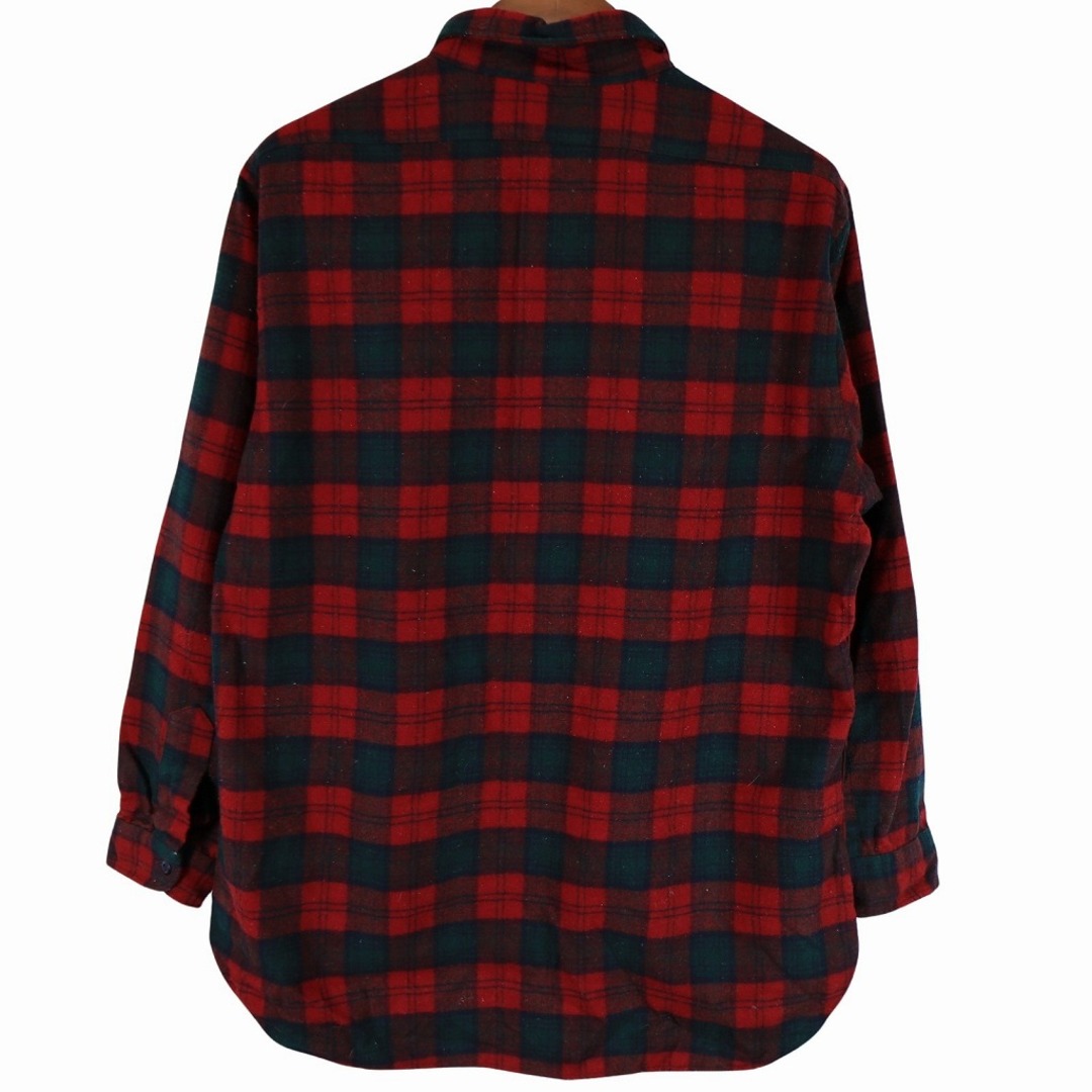 PENDLETON(ペンドルトン)の70年代 USA製 PENDLETON ペンドルトン 長袖シャツ ウール100% チェック柄 レッド (メンズ XL) 中古 古着 O4466 メンズのトップス(シャツ)の商品写真