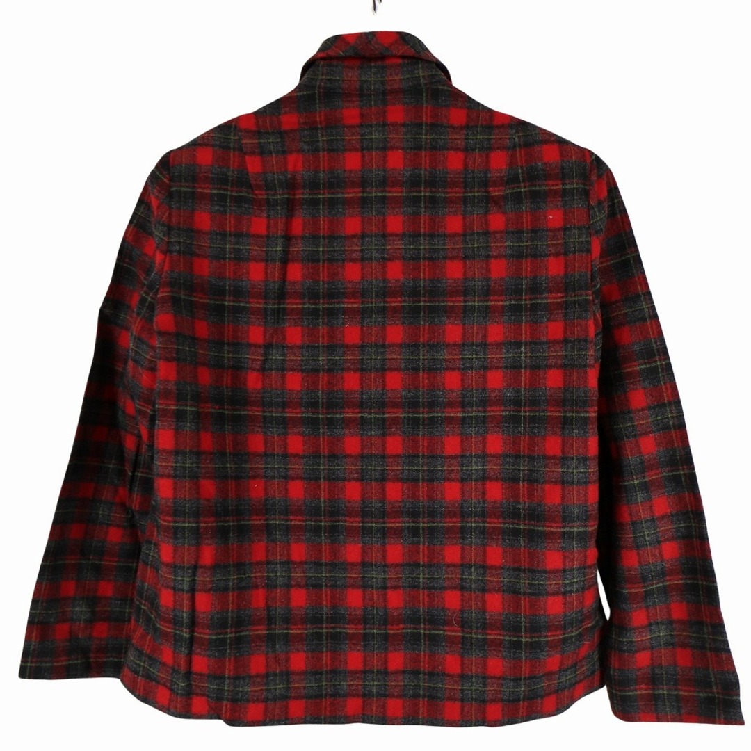 PENDLETON(ペンドルトン)の50年代 PENDLETON ペンドルトン 長袖シャツ 開襟 ウール100% チェック柄 レッド (レディース M相当) 中古 古着 O4468 レディースのトップス(シャツ/ブラウス(長袖/七分))の商品写真