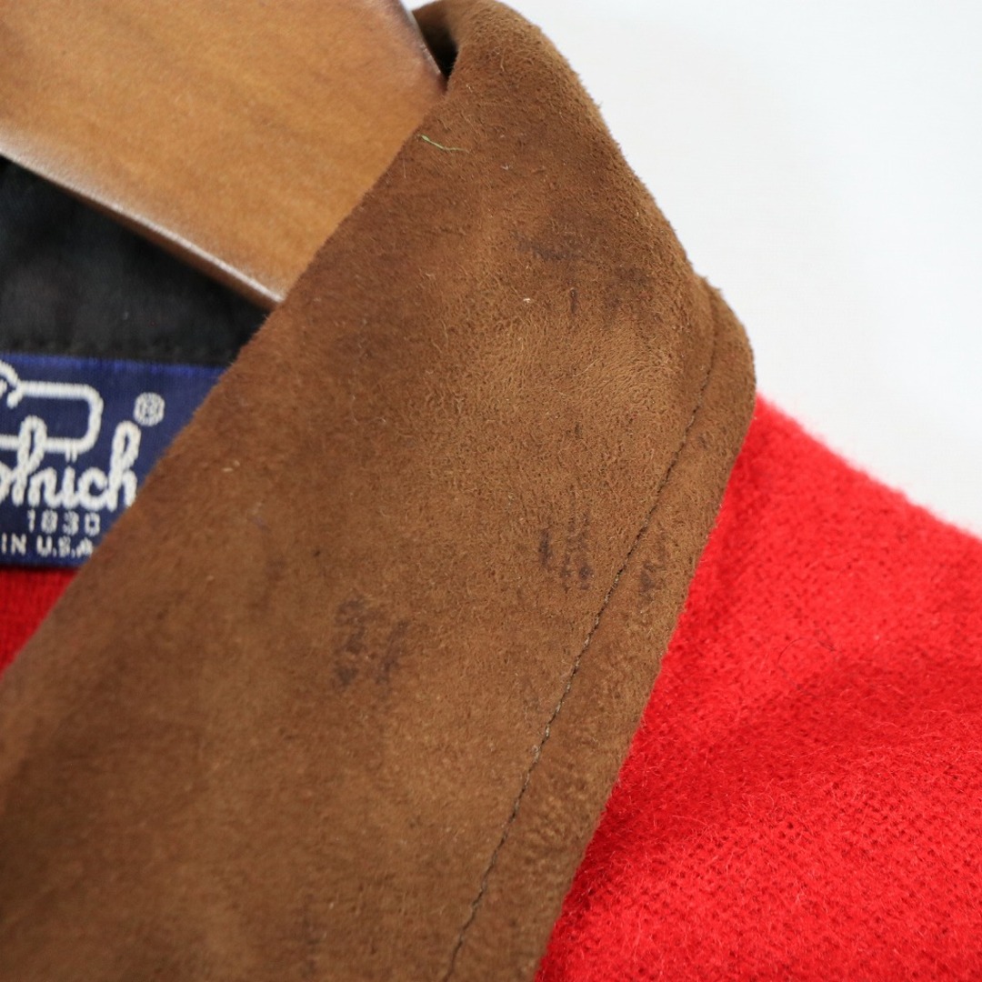 WOOLRICH(ウールリッチ)の80年代 USA製 WOOLRICH ウールリッチ ウール 長袖シャツ レザーパッチ レッド (メンズ M相当) 中古 古着 O4476 メンズのトップス(シャツ)の商品写真