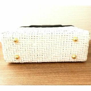 FOXEY - 美品 FOXEY 底鋲 ストローバッグ ハンドバッグ かごバッグ 白