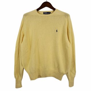 ポロラルフローレン(POLO RALPH LAUREN)の90年代 Polo by Ralph Lauren ポロバイラルフローレン ニットセーター ポニーロゴ イエロー (メンズ L) 中古 古着 O4496(ニット/セーター)