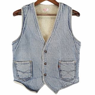 リーバイス(Levi's)の70年代 USA製 Levi's リーバイス 60505-0213 デニムボアベスト オレンジタブ ボタン裏刻印52 インディゴ (メンズ M) 中古 古着 O4506(ベスト)