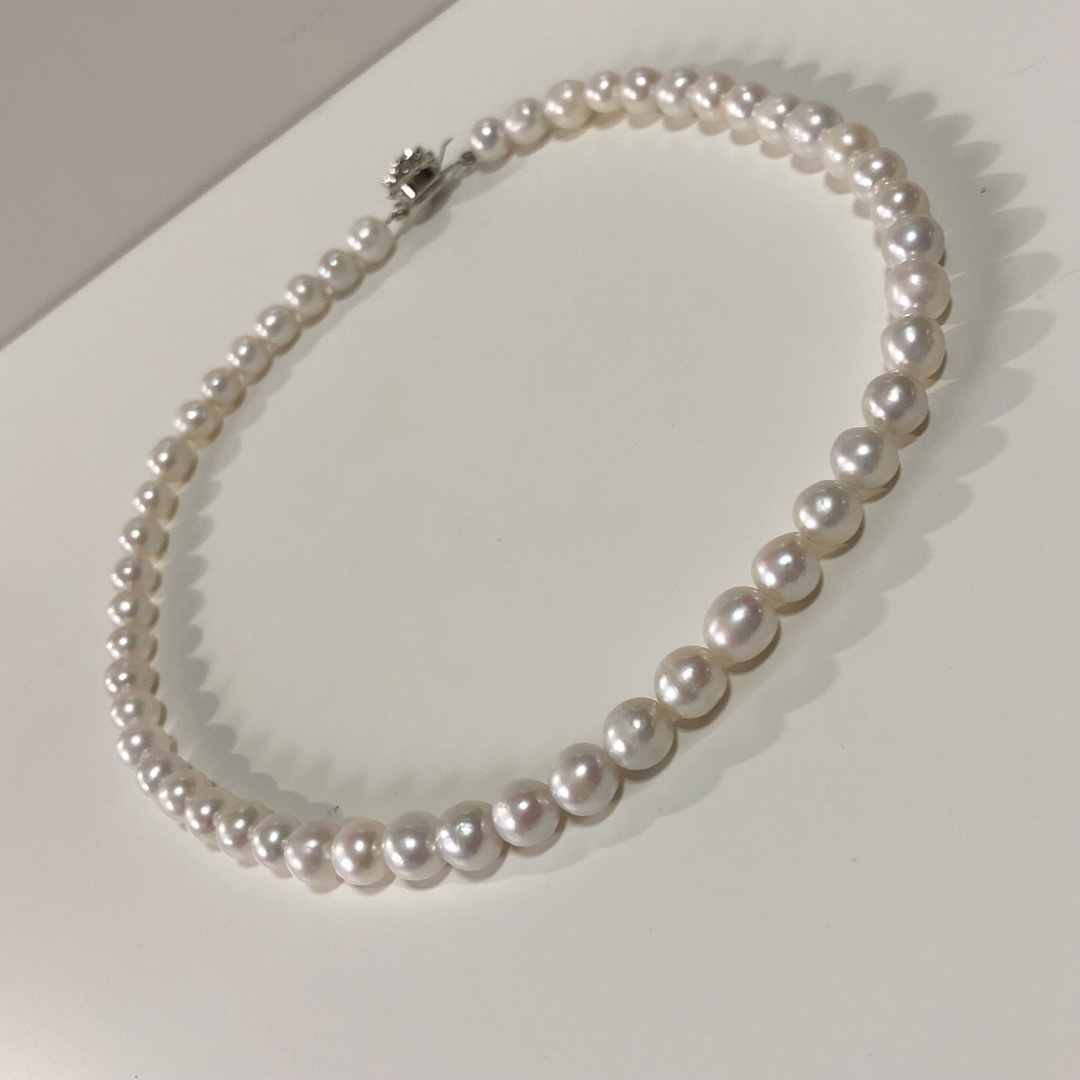SV天然真珠ネックレス　7.5mm 42cm SV天然アコヤ真珠ピアス付き