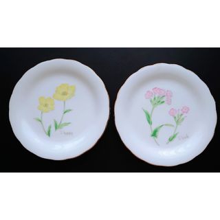 タチキチ(たち吉)のジャンク品　たち吉 アダム＆イヴ　ケーキ皿 2枚 花柄(食器)