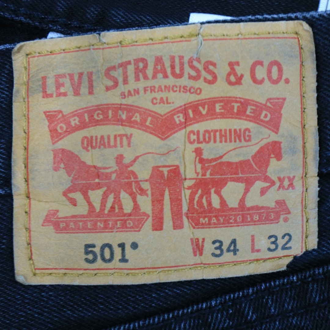 Levi's リーバイス 501 ジーンズ カラーデニムパンツ ボタンフライ ブラック (メンズ 34) 中古 古着 O4542