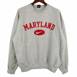 ナイキ(NIKE)の2000年代 NIKE ナイキ カレッジプリント スウェット MARYLAND メリーランド グレー (メンズ L) 中古 古着 O4595(スウェット)