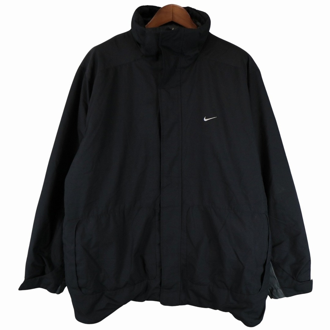 2000年代 NIKE ナイキ 中綿ジャケット 防寒  刺繍 ワンポイントロゴ ブラック (メンズ XL)   O4615