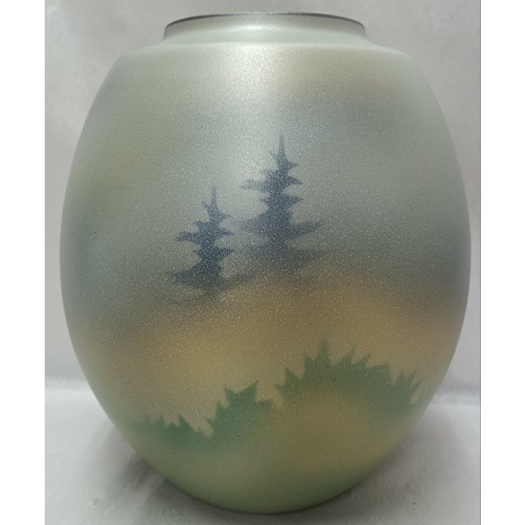 未使用品 九谷焼 吉臣作 双鶴木立紋花瓶/花器/飾り壺の通販 by