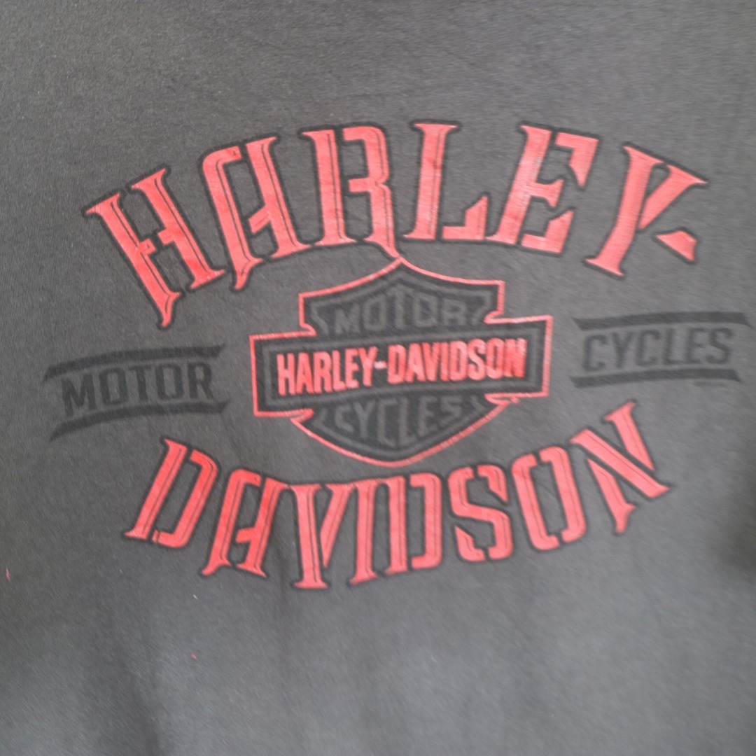 Harley Davidson(ハーレーダビッドソン)のHARLEY DAVIDSON ハーレーダビッドソン イラストプリント 半袖Ｔシャツ 大きいサイズ グレー (メンズ 2X) 中古 古着 O4629 メンズのトップス(Tシャツ/カットソー(半袖/袖なし))の商品写真