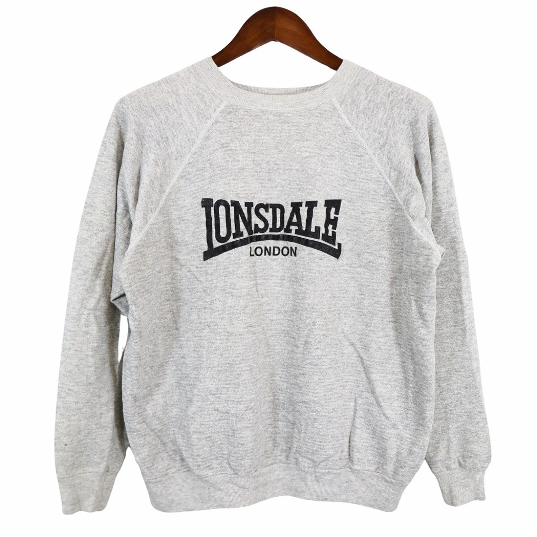 90年代 LONSDALE ロンズデール ワンポイント スウェット ブランドロゴ ラグランスリーブ グレー (メンズ L相当)   O4665