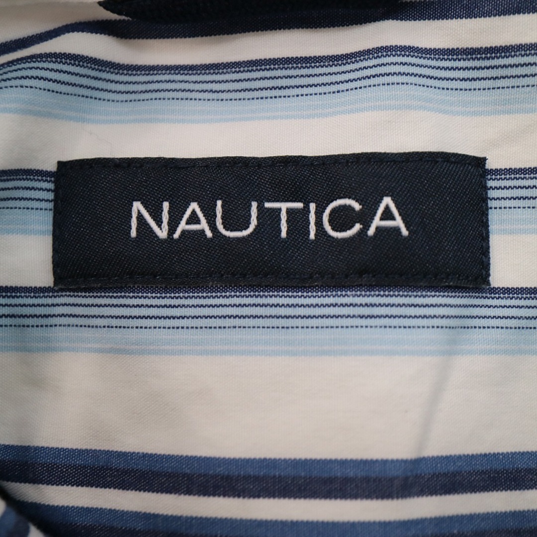 NAUTICA(ノーティカ)のNAUTICA ノーティカ ストライプ 長袖シャツ ボタンダウン ブルー (メンズ L) 中古 古着 O4742 メンズのトップス(シャツ)の商品写真