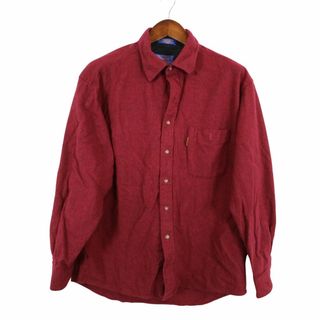 ペンドルトン(PENDLETON)のPENDLETON ペンドルトン ウール 長袖シャツ エルボーパッチ ワインレッド (メンズ XL) 中古 古着 O4720(シャツ)