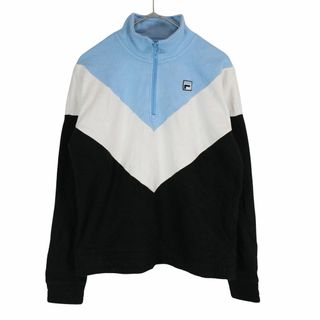 フィラ(FILA)のFILA フィラ ワンポイントロゴ スウェット ハイネック ハーフジップ ブラック (メンズ M) 中古 古着 O2991(スウェット)