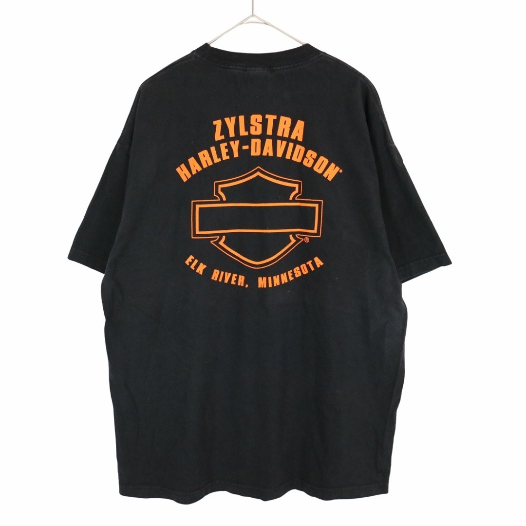 Harley Davidson(ハーレーダビッドソン)のHARLEY DAVIDSON ハーレーダビッドソン ワンポイントプリント 半袖Ｔシャツ ポケット ブラック (メンズ XL) 中古 古着 O2992 メンズのトップス(Tシャツ/カットソー(半袖/袖なし))の商品写真