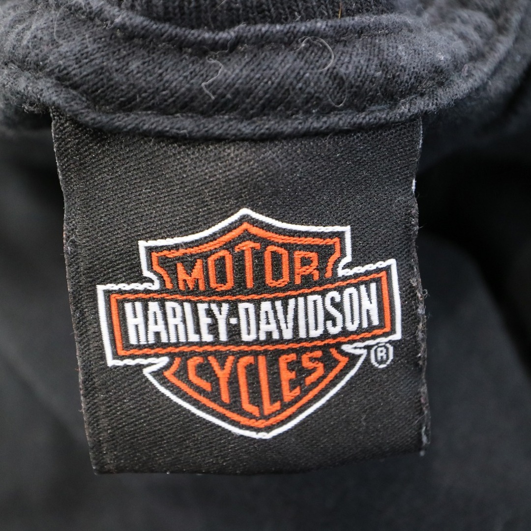 Harley Davidson(ハーレーダビッドソン)のHARLEY DAVIDSON ハーレーダビッドソン ワンポイントプリント 半袖Ｔシャツ ポケット ブラック (メンズ XL) 中古 古着 O2992 メンズのトップス(Tシャツ/カットソー(半袖/袖なし))の商品写真
