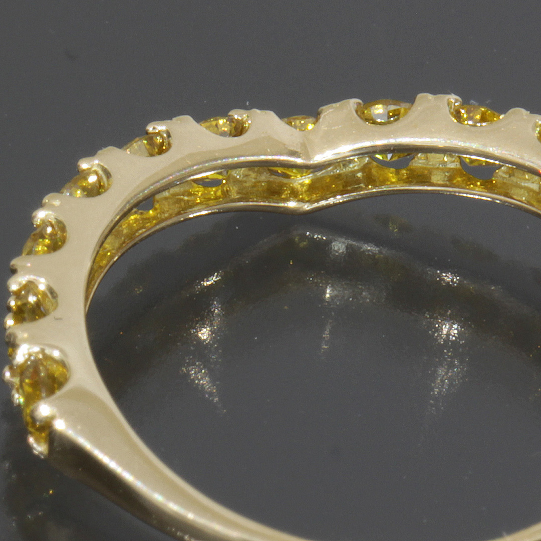 イエローダイヤ0.85ct ハーフリング 12号 指輪 K18YG E0626 - リング(指輪)