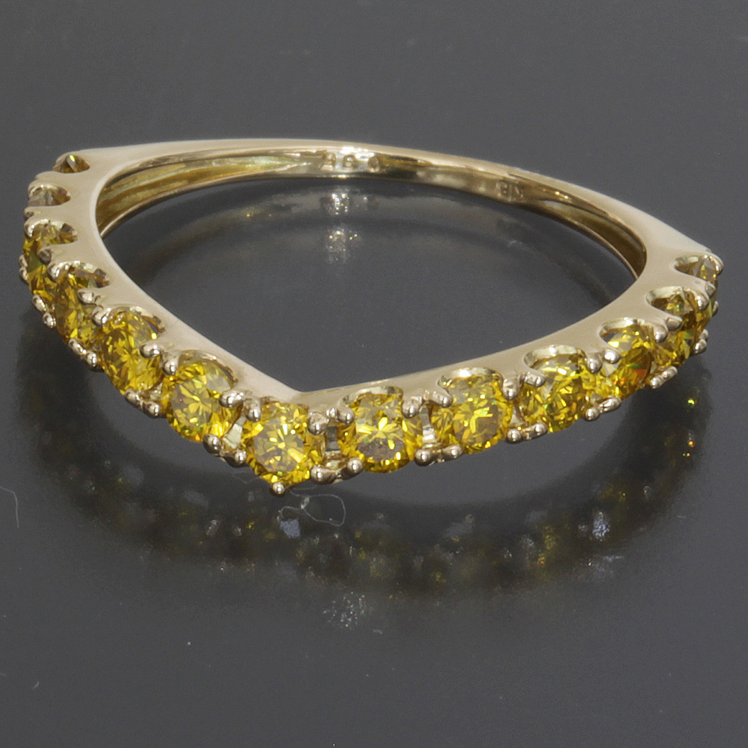 イエローダイヤ0.85ct ハーフリング 12号 指輪 K18YG E0626 - リング(指輪)
