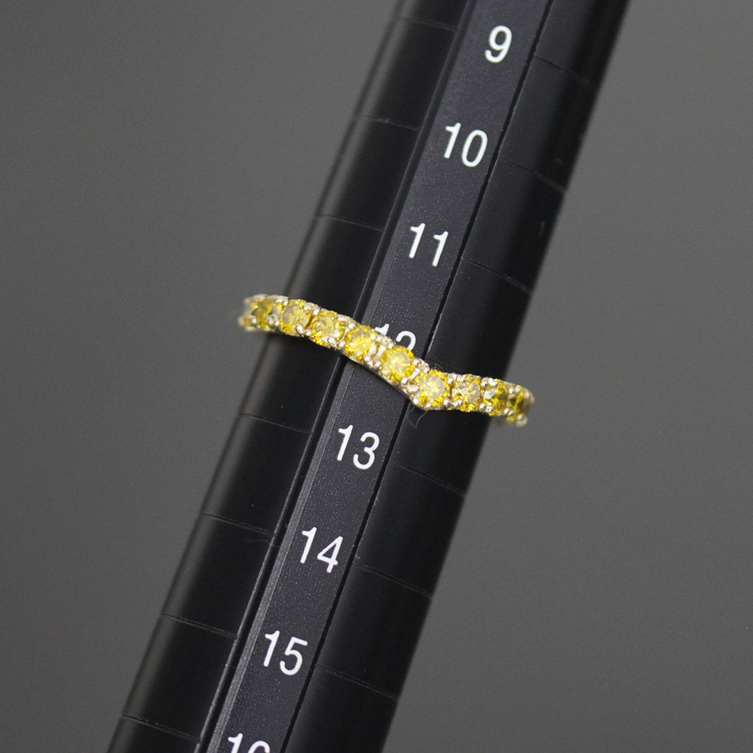 イエローダイヤ0.85ct ハーフリング 12号 指輪 K18YG E0626 - リング(指輪)