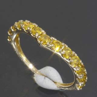 イエローダイヤ0.85ct ハーフリング 12号 指輪 K18YG E0626の通販|ラクマ