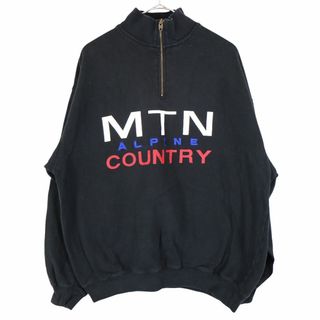 ギャップ(GAP)の90年代 GAP ギャップ MTN ALPINE COUNTRY ハーフジップ スウェット 刺繍 ハイネック ブラック (メンズ S) 中古 古着 O2979(スウェット)