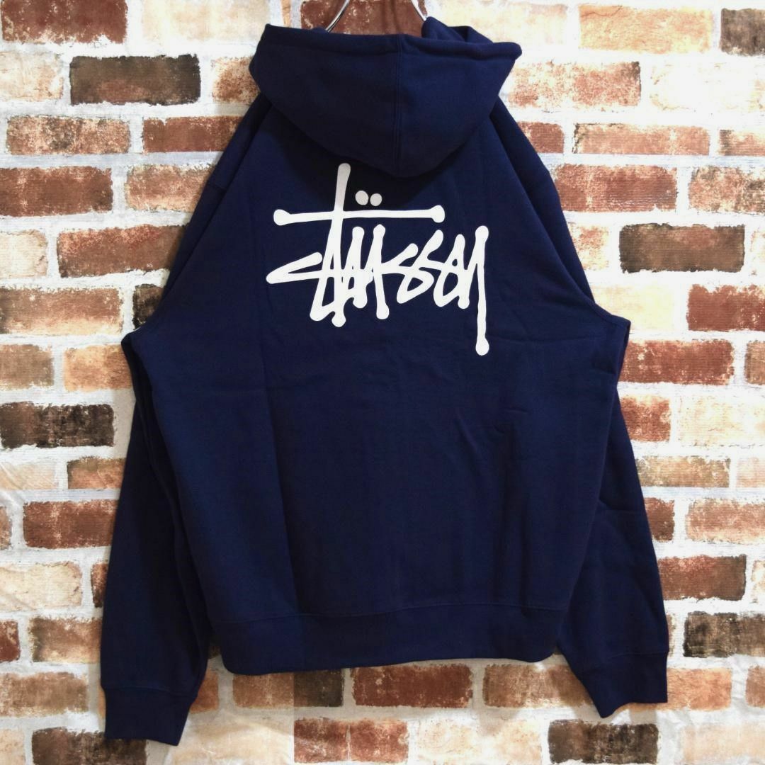 ステューシー】正規・新品タグ ビッグロゴ ネイビー XL フルジップ