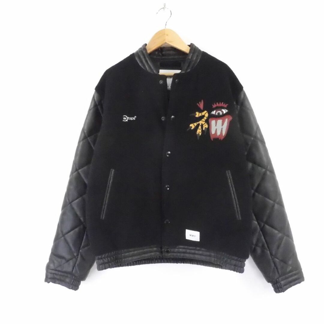 53cm袖丈美品 WTAPS ダブルタップス 20AW CANAL WONY MOSSER(202BRDT-JKM05) スタジャン ブラック X 01 ポリエステル100％ スタジアムジャケット メンズ AY4350W3