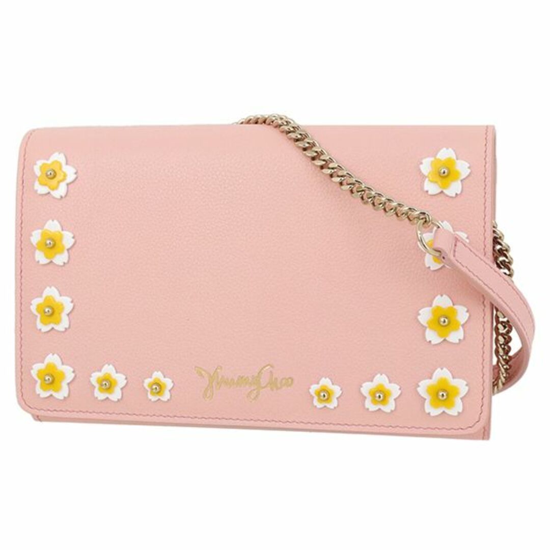 JIMMY CHOO - ジミーチュウ ショルダーバッグ チェーンウォレット ジュエリーフラワーガーデン カーフレザー ピンク レディース 未使用 350