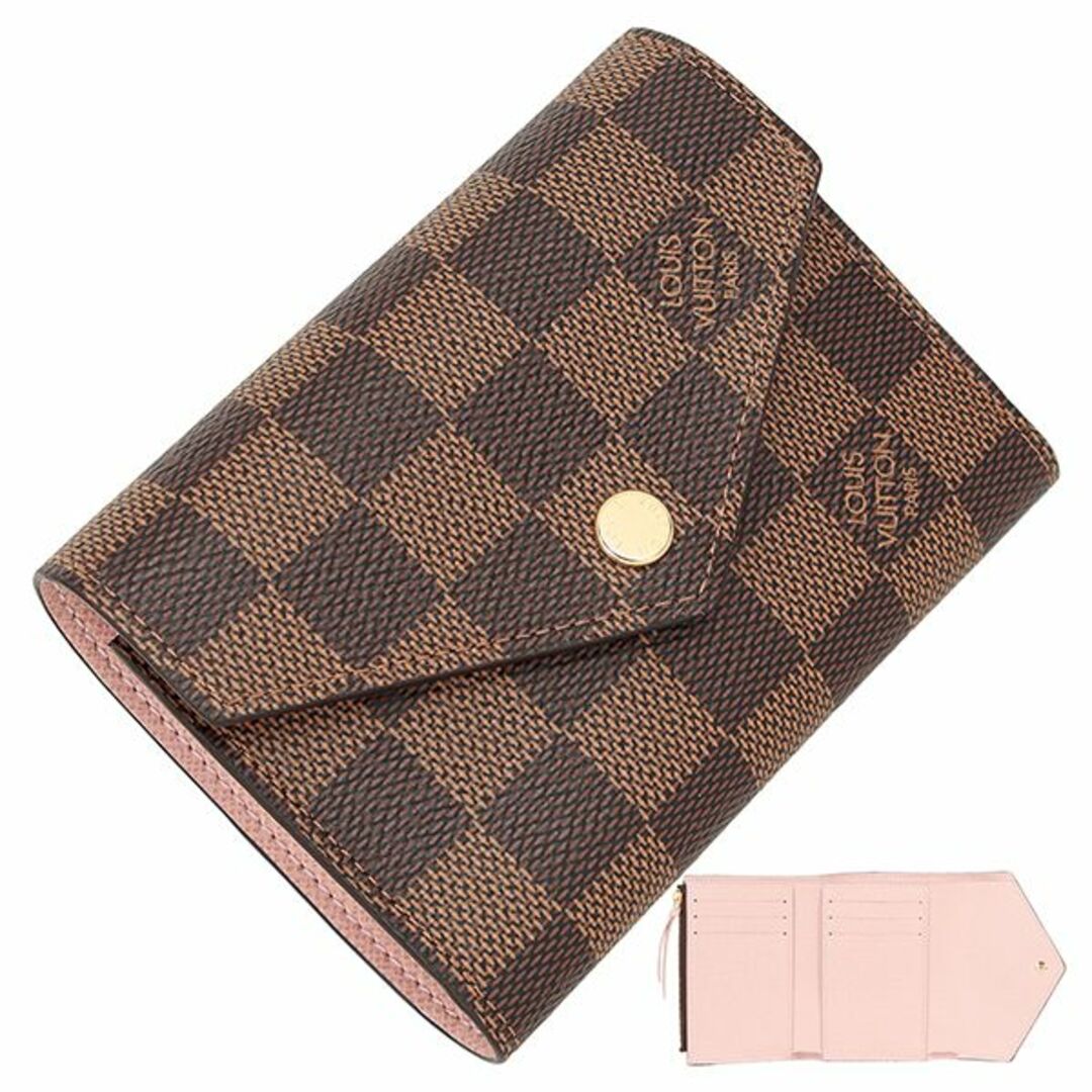 ルイヴィトン LOUIS VUITTON ポルトフォイユヴィクトリーヌ ダミエ ローズバレリーヌ 三つ折り財布 ウォレット サイフ LV 新品 523278