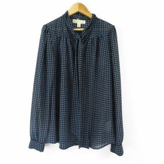 マイケルコース(Michael Kors)の美品 MICHAEL KORS マイケルコース ブラウス ネイビー XXS ポリエステル100％ 長袖 リボン レディース AN233A25 【中古】(シャツ/ブラウス(半袖/袖なし))